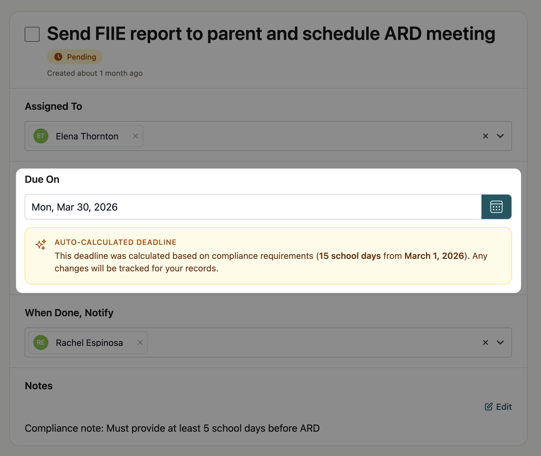 Compliance deadlines calculated automatically for Texas special education timelines